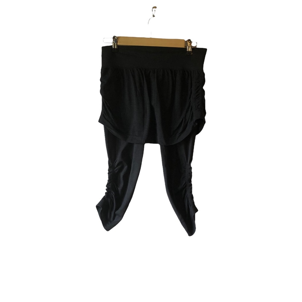 Athleta Skort Skirt Capri Leggings Ruched Medium Black